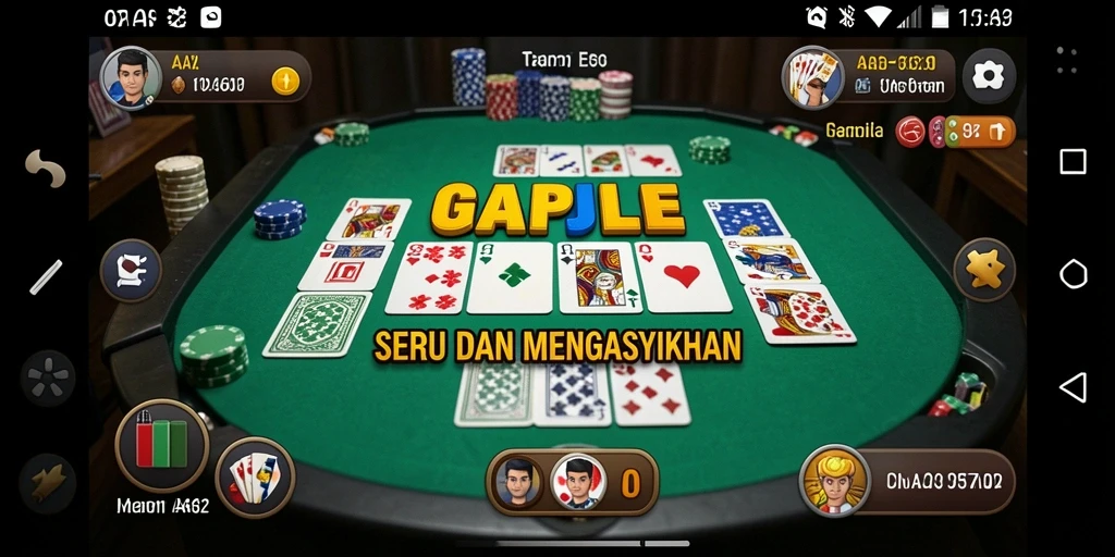 Screenshot gameplay seru AA62 menunjukkan suasana kompetitif Gaple.