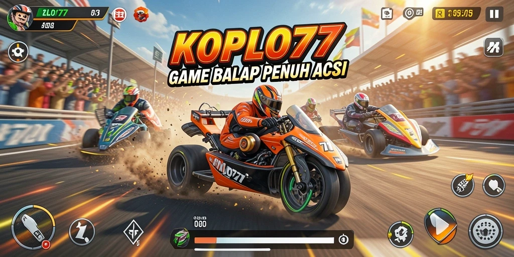 Screenshot dari gameplay seru KOPLO77 dengan aksi balap yang menegangkan.