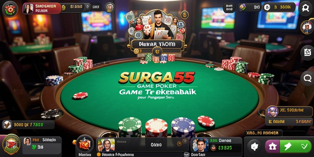 Tangkapan layar menunjukkan aksi seru saat bermain Poker di SURGA55.